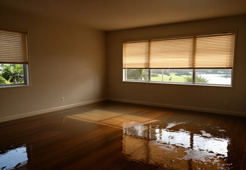 Water-damaged kitchen in a Church Point property before restoration