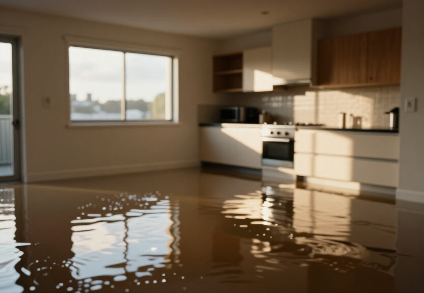 Flooded basement in a Church Point cottage before restoration